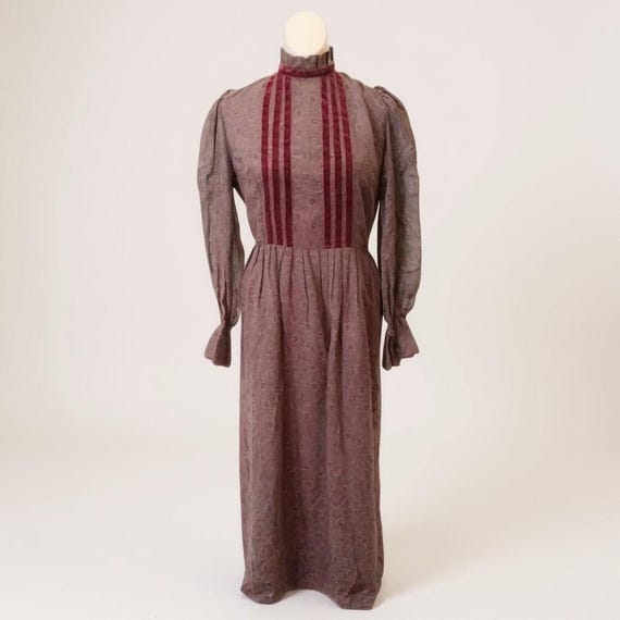 70s Marion Donaldson Women's Prairie Dress Fits 10 38" Bust 28" W Long Sleeve View 2