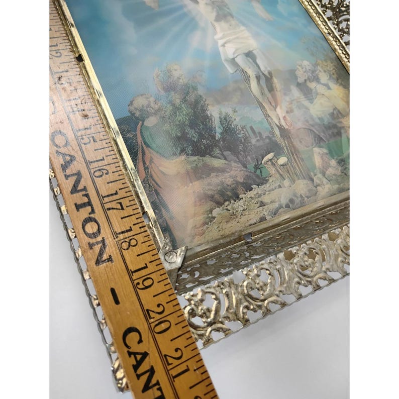 Jesus on the Cross Lighted LENTICULAR Standing or Wall Hung Brass ...