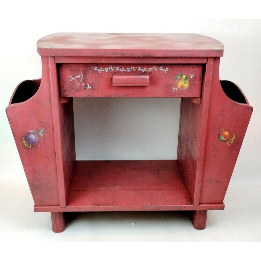 Red Magazine Racks Red Hand Painted Red Magazine Rack Nightstand Bookcase Side Table ...
