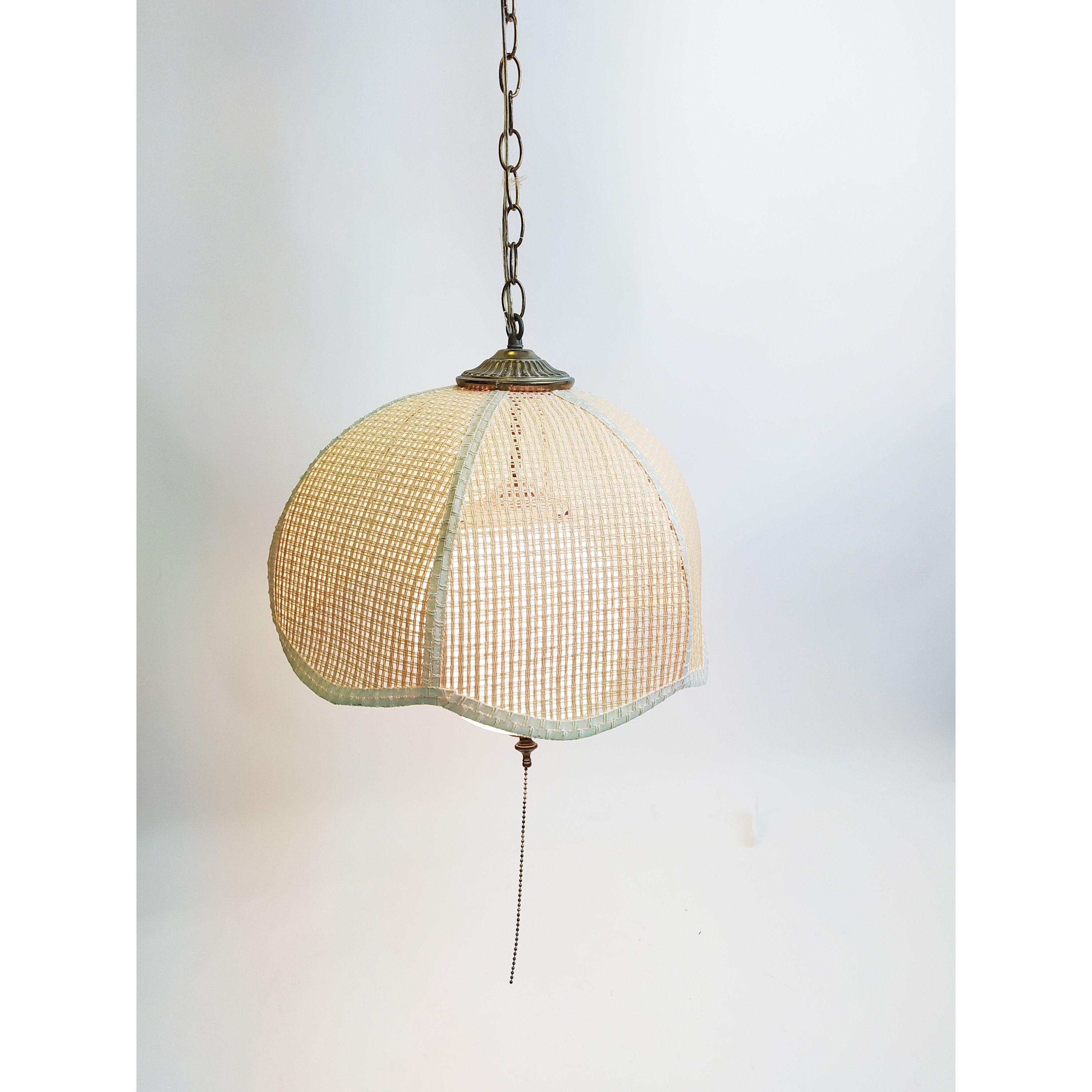 Vintage Hanging Swag Light/Lamp Pendant Wicker Rattan Woven Etsy