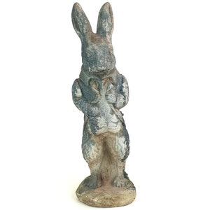 Peter Rabbit 21&quot; Tall Weathered Concrete Statue Alice in Wonderland Cement Worn