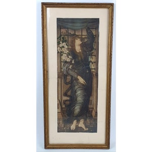 Hope Burne-Jones Lithograph Print in Gilded Wooden Frame 24&quot; Rare