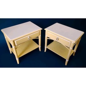 Pair Thomasville Faux Bamboo Nightstands Hollywood Regency Allegro Bali Hai Link