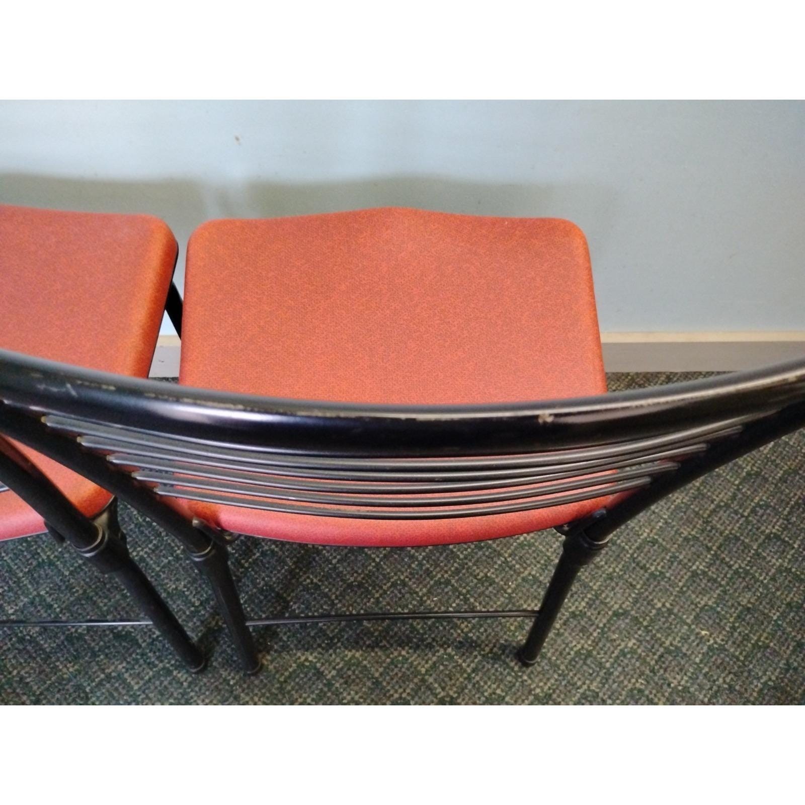 2 50s Hamilton Cosco Red/black Vinyl Fashionfold Folding Chairs