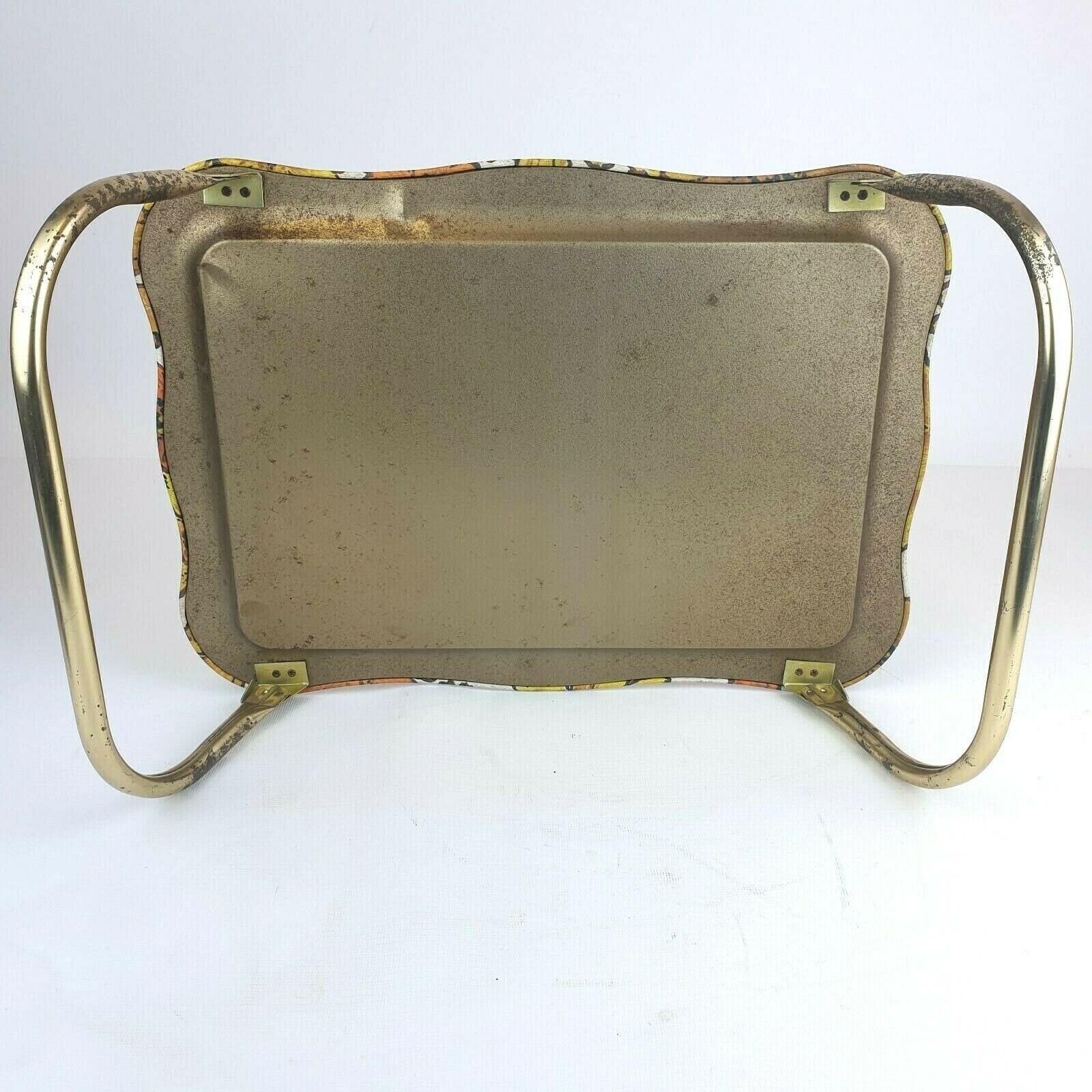 2 60s MCM Lavada Lap Metal TV Trays Set Yellow Flower Power Etsy