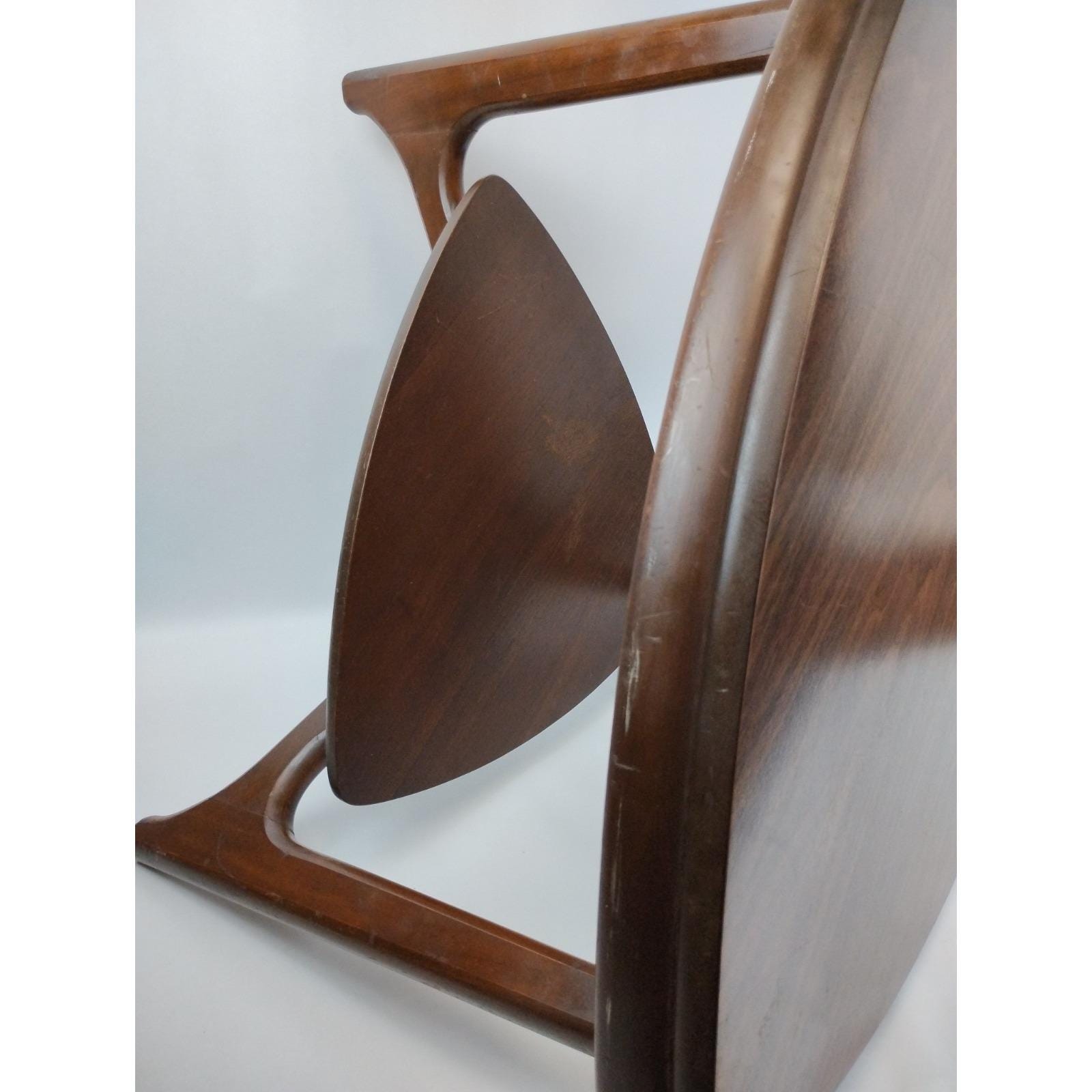 70s Mersman Guitar Pick Triangle 2-tier End Table 37-5 Dark Walnut