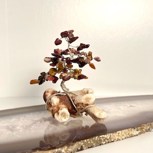 Wired Tree of life sculpture with tigers eye Christmas gift healing stone tree of life on sale holiday shop gift for her gift for him