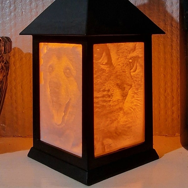 Lanterne led lithophane personnalisée effet bougie scintillante (voir vidéo)