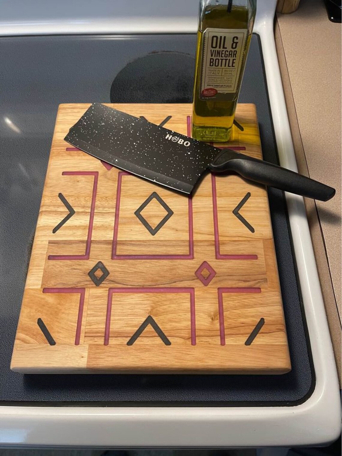 Butcher block cutting board with epoxy inlay. Etsy