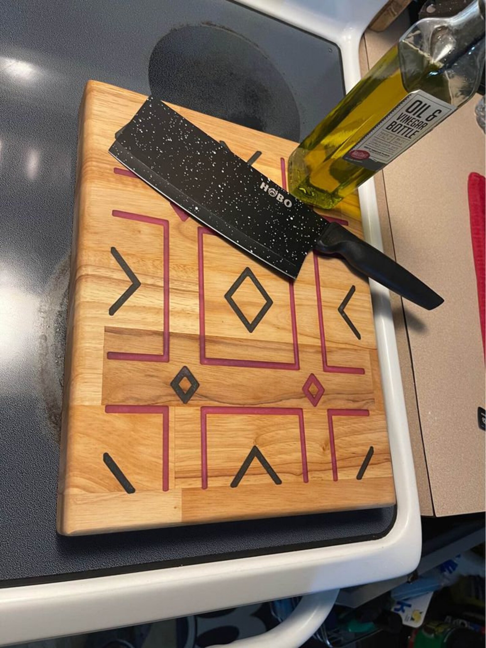 Butcher block cutting board with epoxy inlay. Etsy