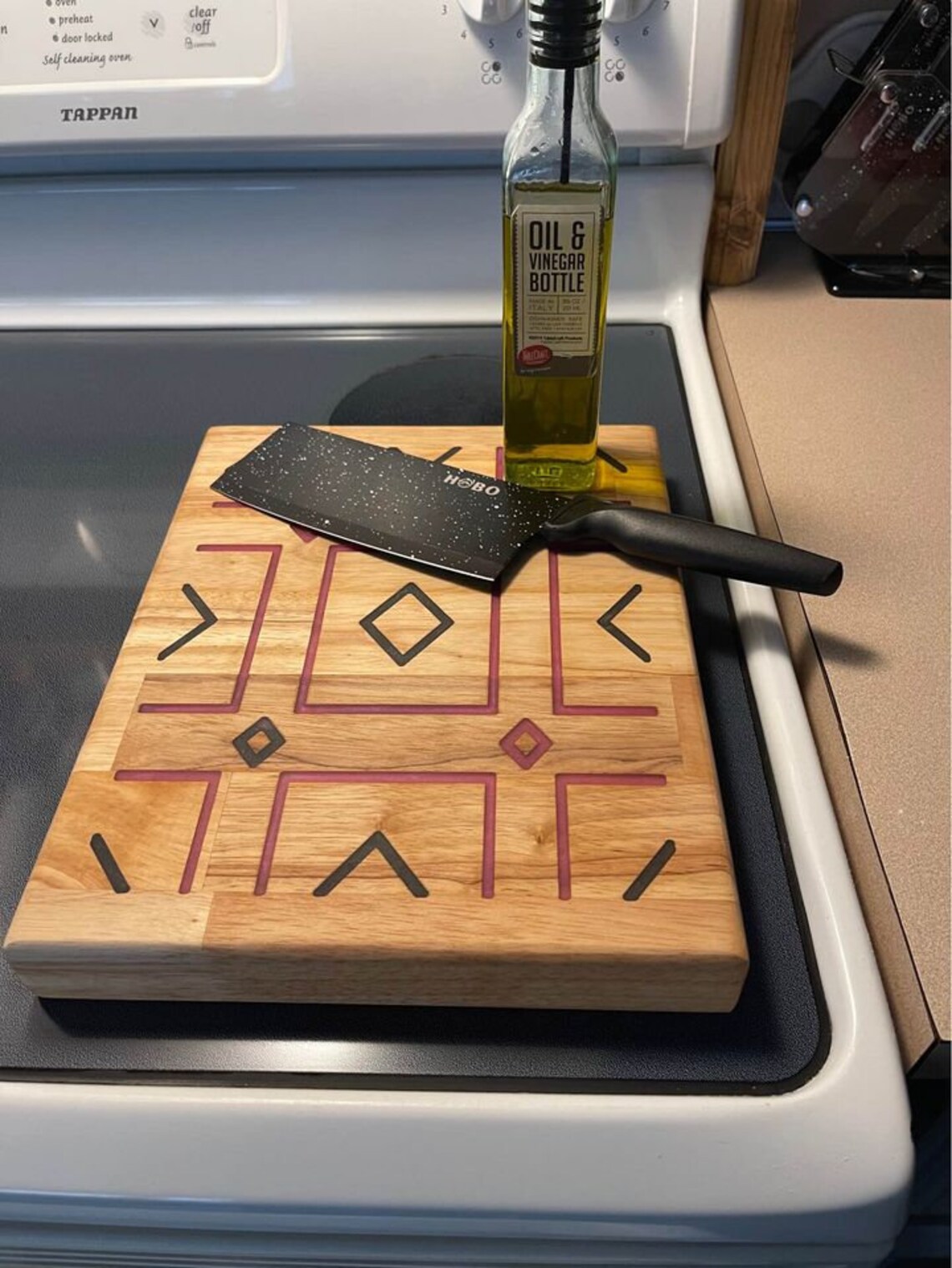 Butcher block cutting board with epoxy inlay. Etsy