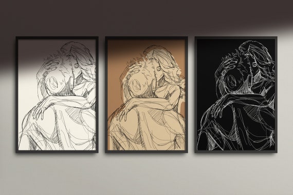 Love No. 02,  [Black, Off-white, or Brown], Wall Art, Erotic Poster, Sexual Illustration, Sex Illustration,