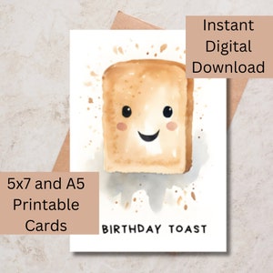 Brinde de aniversário, cartão de aniversário para impressão, 'Um brinde de aniversário', download instantâneo de cartão, cartão fofo e engraçado, A5 + 5x7 e arquivo bônus, humor.