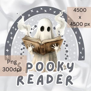 Spöklik spökläsare PNG, utskrivbara böcker (digital nedladdning)