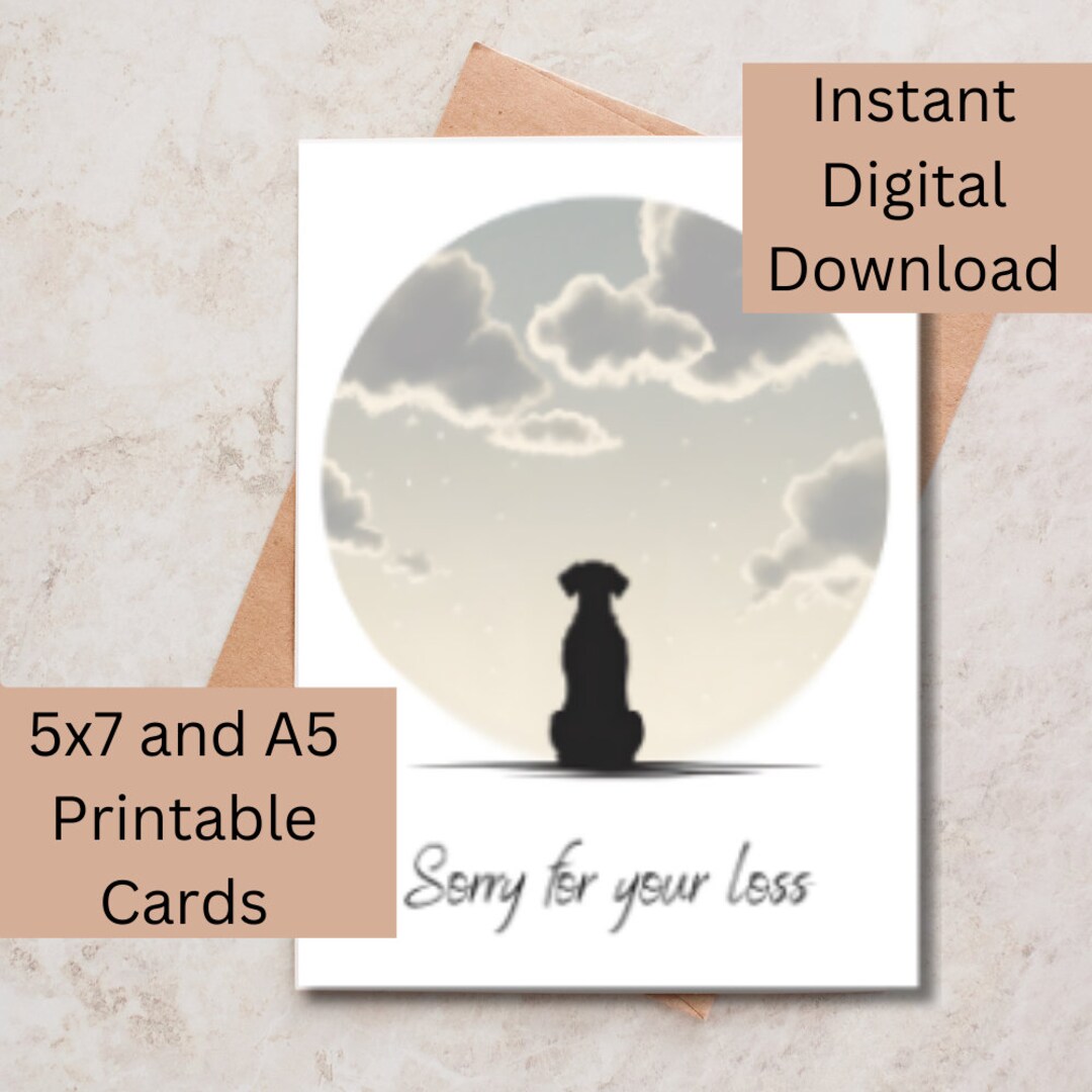 Printable Dog Sympathy Card, Sorry for Loss of Your Dog, Card Instant ...