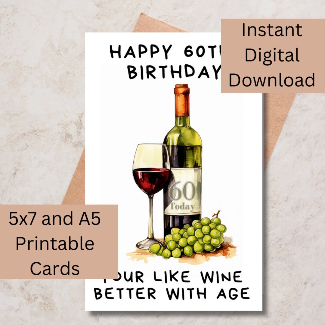 60th Printable Birthday Card Age Card Funny Laugh Birthday - Etsy