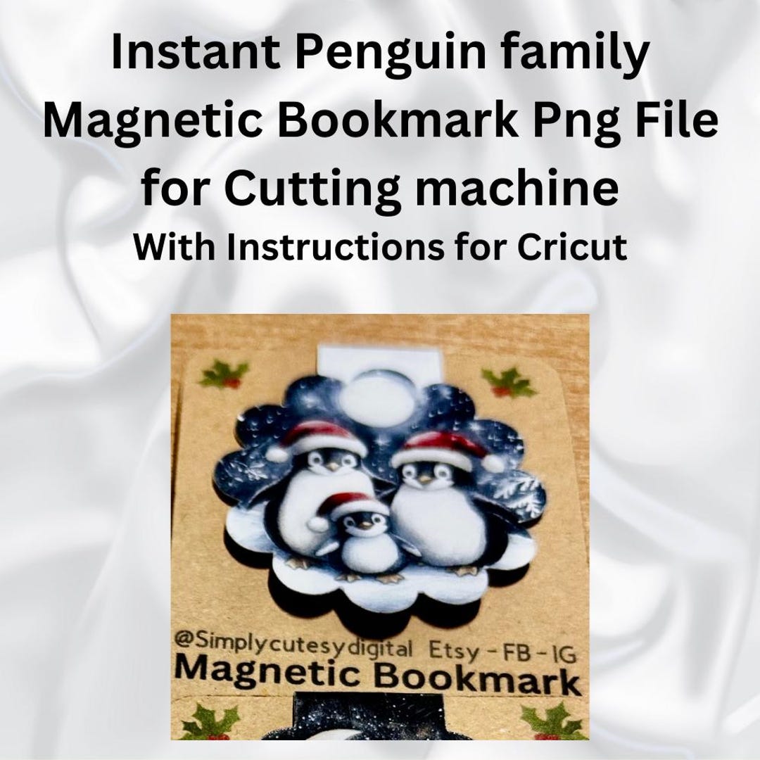 Instant Christmas Penguin Family, Bookmark Template, for
