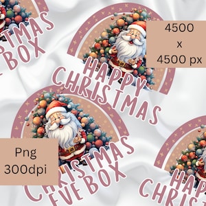 Afdrukbaar png-bestand kerstman, kerstavonddoos png, kerstman regenboog, doe-het-zelfkerstdoos, print zelf, digitale download.