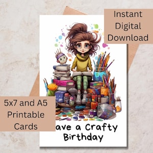 Cartão de aniversário para impressão de artesãos, aniversário de artesanato, cartão de aniversário engraçado e humorístico, download instantâneo de cartão, criação de cartões, arte, artesanato, artesão,