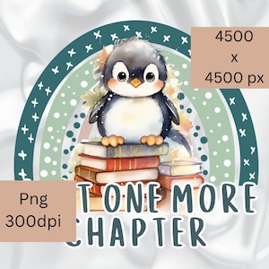 Regenbogen Pinguin Png zum ausdrucken, nur noch ein Kapitel Png, Lesezeichen, Png lesen, niedlicher Pinguin, Lesezeichen, Magnet, digitaler Download.
