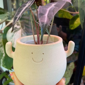 HANDMADE Oli&#39;s smiley face pot | rare plant pottery planter