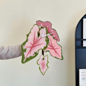 ORIGINAL DESIGN Caladium Botanical Wall Clock | Plant Lover Gift | Minimalist Plant Decor | Houseplant Wall Clock