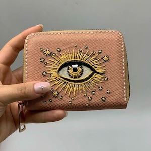 Evil eye embroidery wallet, evil eye pouch, embroidery wallet