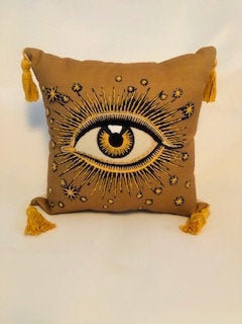 Decorative evil eye embroidered PILLOW COVER evil eye pillow Etsy