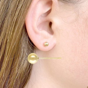 14K Yellow Gold Filled Round Ball Stud Earrings Pushback Available from 2mm - 5mm, 3mm, 4mm, Kids Genuine Gold Ball, Hypoallergenic Earring Image 7