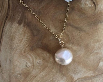 14k Gold Filled Tarnish Resistant, Pearl Necklace With 14 K Gold Filled Chain, Dainty Charm Necklace, Bridesmaid's Gift