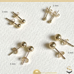 14K Yellow Gold Filled Round Ball Stud Earrings Pushback Available from 2mm - 5mm, 3mm, 4mm, Kids Genuine Gold Ball, Hypoallergenic Earring Image 6
