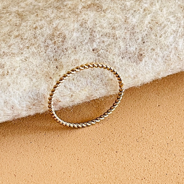 1 MM Gold Braided Twist Ring 14k Gold Filled Dainty Stacking Ring Thin Minimalist, Promise and Wedding Rings for Your Special Day Size: 5- 9