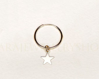 Star Hoop Earrings Size 10mm- 24mm, Star Earrings star Dangle, 14K Gold Filled Tarnish Resistant