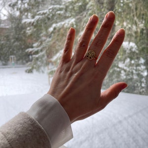 Gold Plated Sterling Silver Tree of Life Ring - Symbol of Growth and Strength Image 7