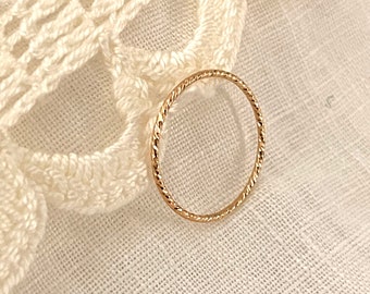 Minimal 14k Gold Filled Tarnish resistant Ring, Gold Sparkle Twist stacking Ring For Women, Shiny twisted Ring In 14K Gold Filled