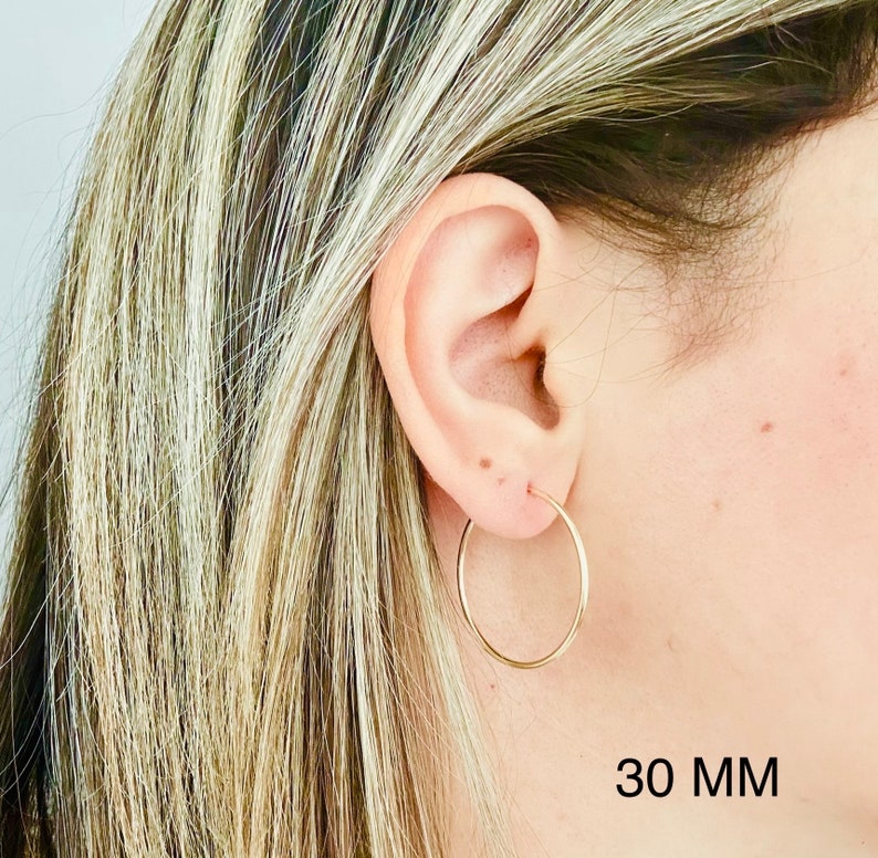14K Gold Filled Tarnish Resistant, Small 10mm,12mm, 14mm, 16-26mm, Hypoallergenic Hoops, Earrings, Endless Hoops Sleeper Earrings 14kt Gold image 8