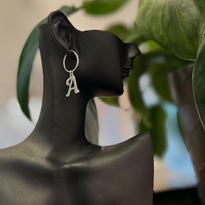 Personalized Drop Initials Hoop Earrings - Custom Jewelry Gift for Her