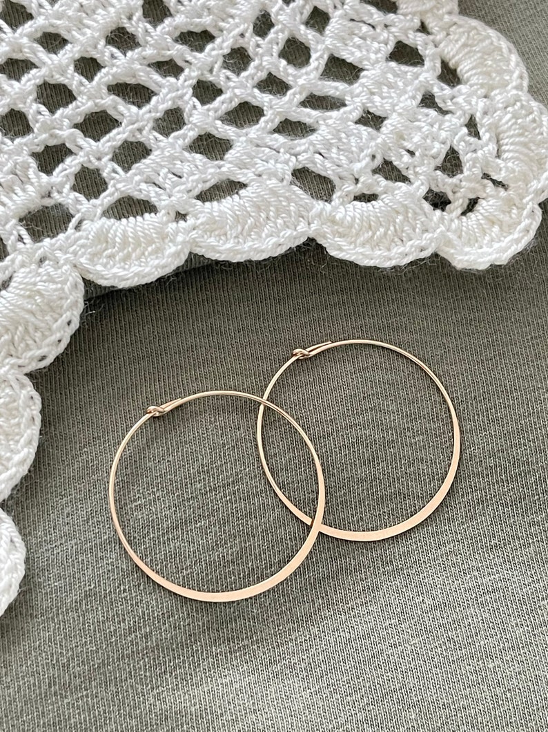 Elevate Your Look With Half Flat Wire Hoops Earrings in 14kt Gold Filled  15mm,20mm,25mm Image4