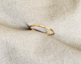 14k Gold Filled Hammered Stacking Ring, Tarnish Resistant