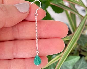 Elegant Drop Jade Earrings in 14k Gold Filled & Sterling Silver - Handmade Gemstone Jewelry