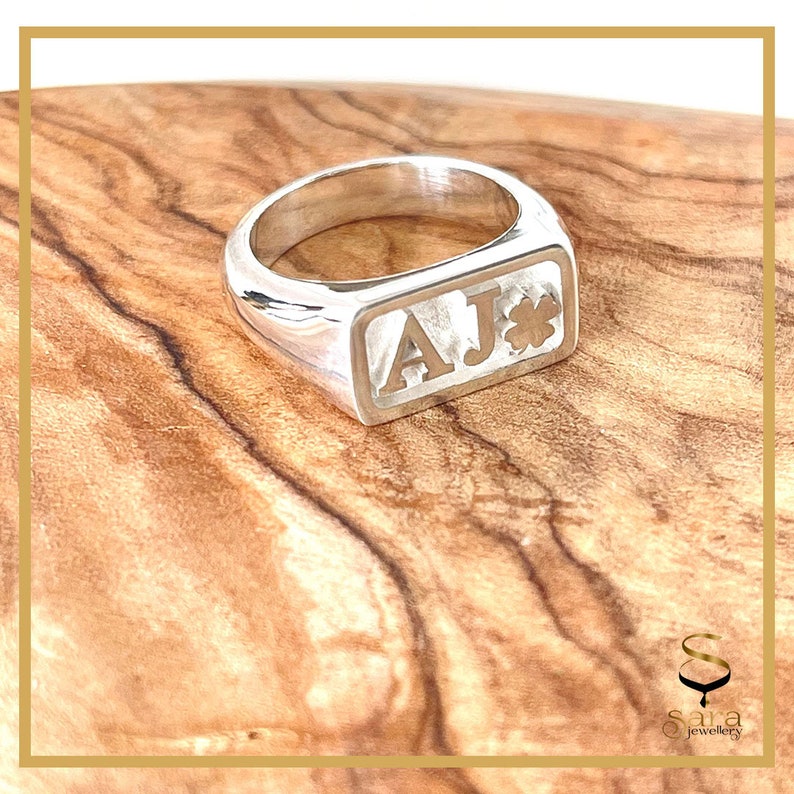 silver personalized signet ring