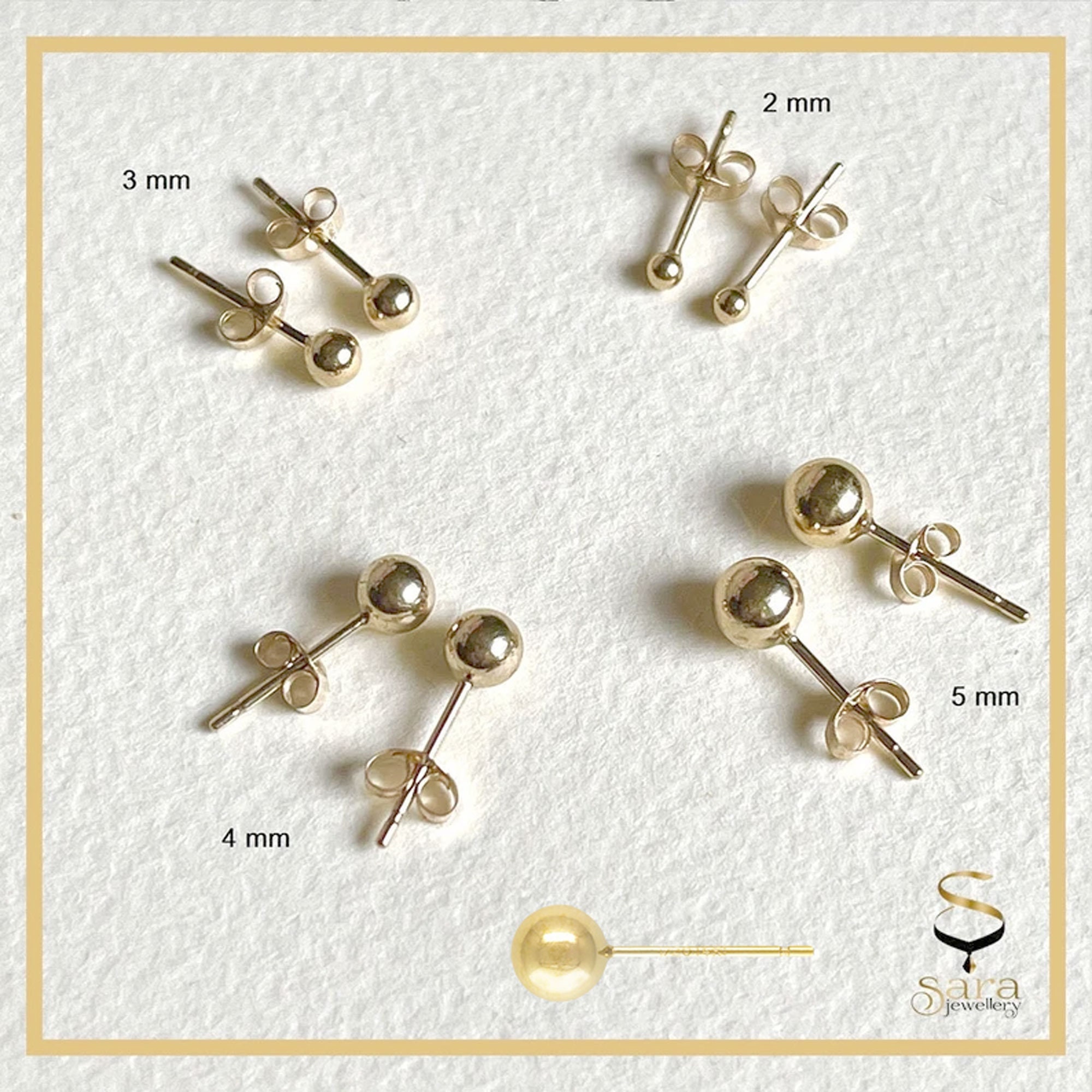 14K Yellow Gold Filled Round Ball Stud Earrings 100%tarnish Resistant From  2mm, 3mm, 4mm,5mm Kids Genuine Gold Ball, Hypoallergenic Earring - Etsy  Israel