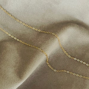Dainty 14K Gold Filled Tarnish Resistant Cable Chain, 16&quot; Thin Gold Chain Necklace For Men and Women, Gift For Dad, Minimalist Simple Gift