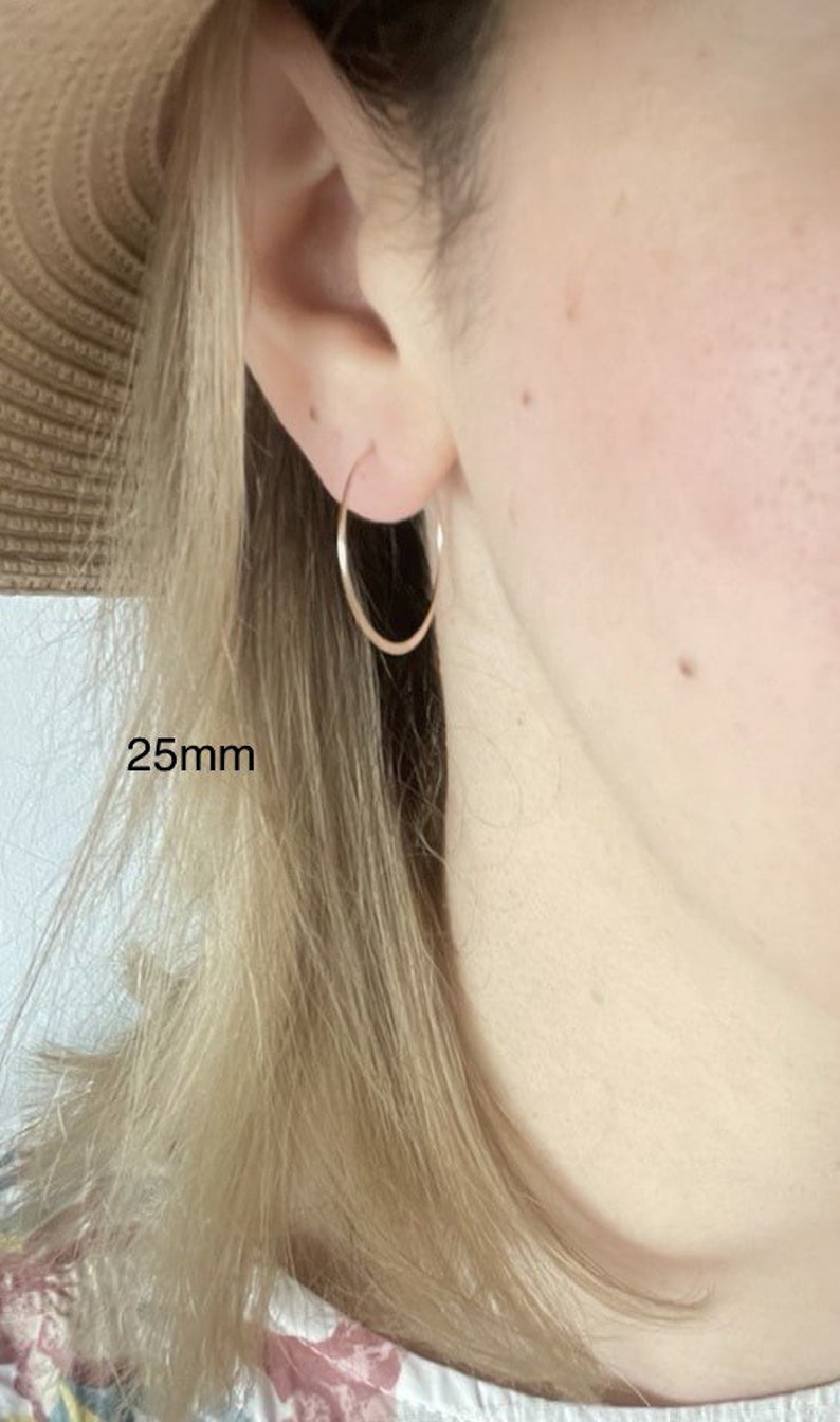 14k Gold Filled Tarnish Resistant Half Flat Wire Hoop Earrings Hypoallergenic Hoops, Classic Small Hoop Earrings Size 25mm