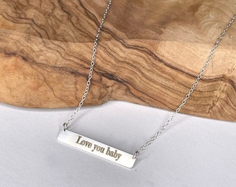 Personalized bar necklace, sterling silver necklace, sterling silver bar necklace, engraved necklace
