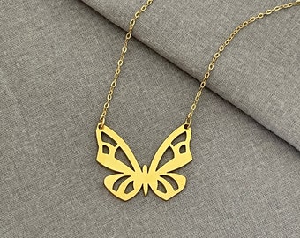 18k Gold Plated Sterling Silver Butterfly Necklace, Handmade
