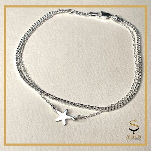 Pure 925 Silver Star Bracelet, Minimalist Bracelet, Custom Bracelet, Dainty Bracelet, Stacking Bracelet, Chain Bracelet, Unisex Bracelet