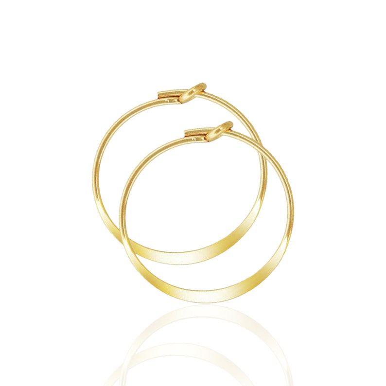 14k Gold Filled Tarnish Resistant Half Flat Wire Hoop Earrings Hypoallergenic Hoops, Classic Small Hoop Earrings
