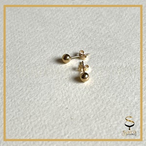 14K Yellow Gold Filled Round Ball Stud Earrings Pushback Available from 2mm - 5mm, 3mm, 4mm, Kids Genuine Gold Ball, Hypoallergenic Earring Image 9