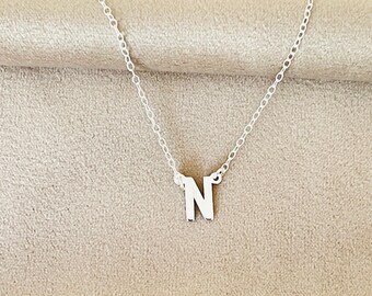 Dainty Sterling Silver Initial Necklace, Personalized Letter